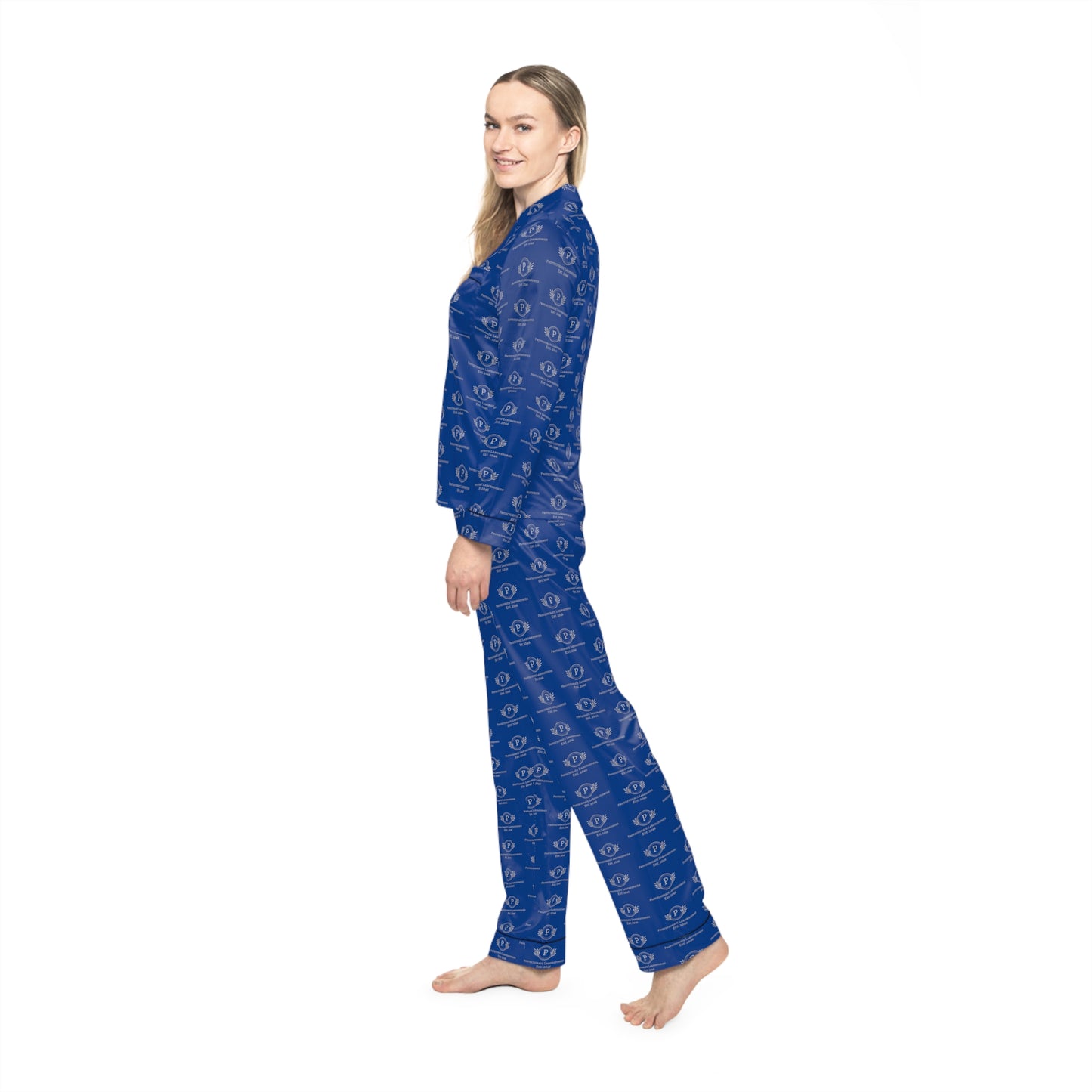 Women's Blue Satin Pajamas