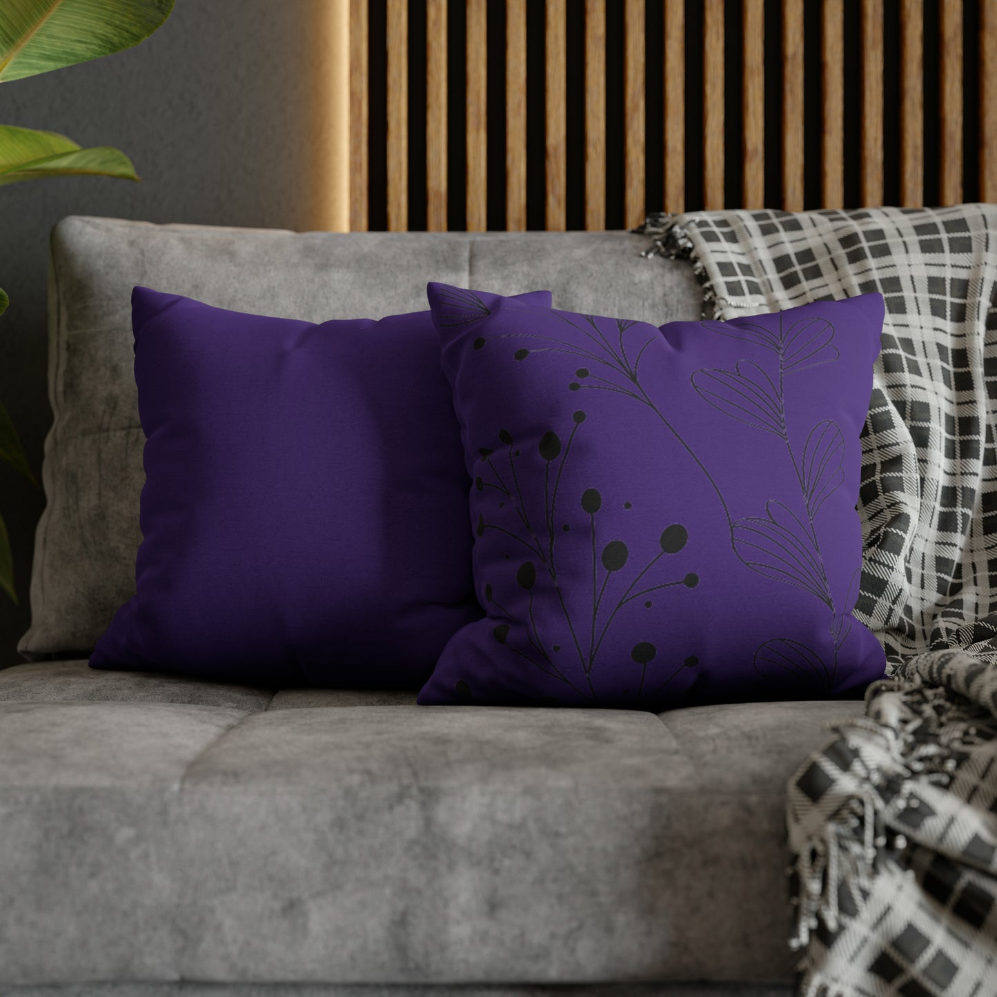 Purple Spun Polyester Square Pillow Case