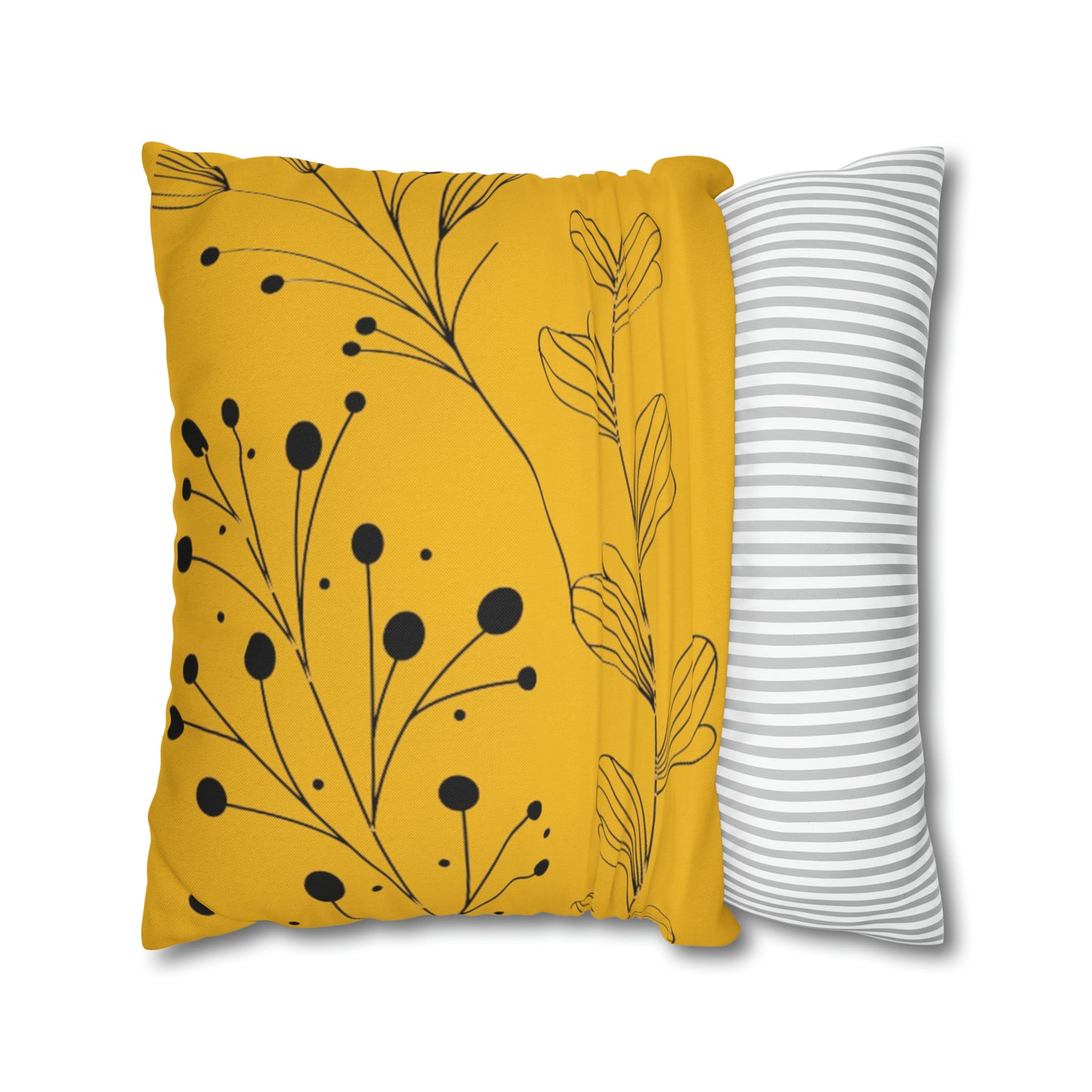 Yellow Spun Polyester Square Pillow Case