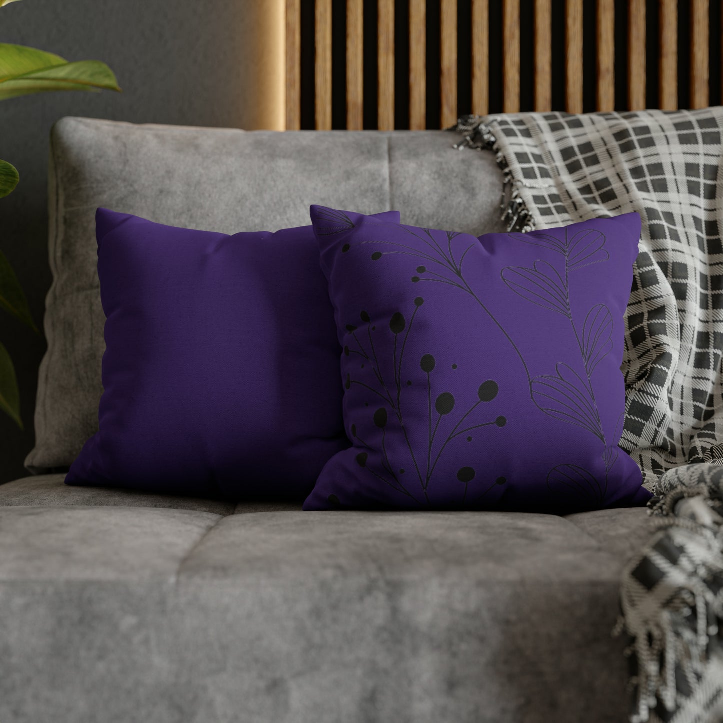 Purple Spun Polyester Square Pillow Case