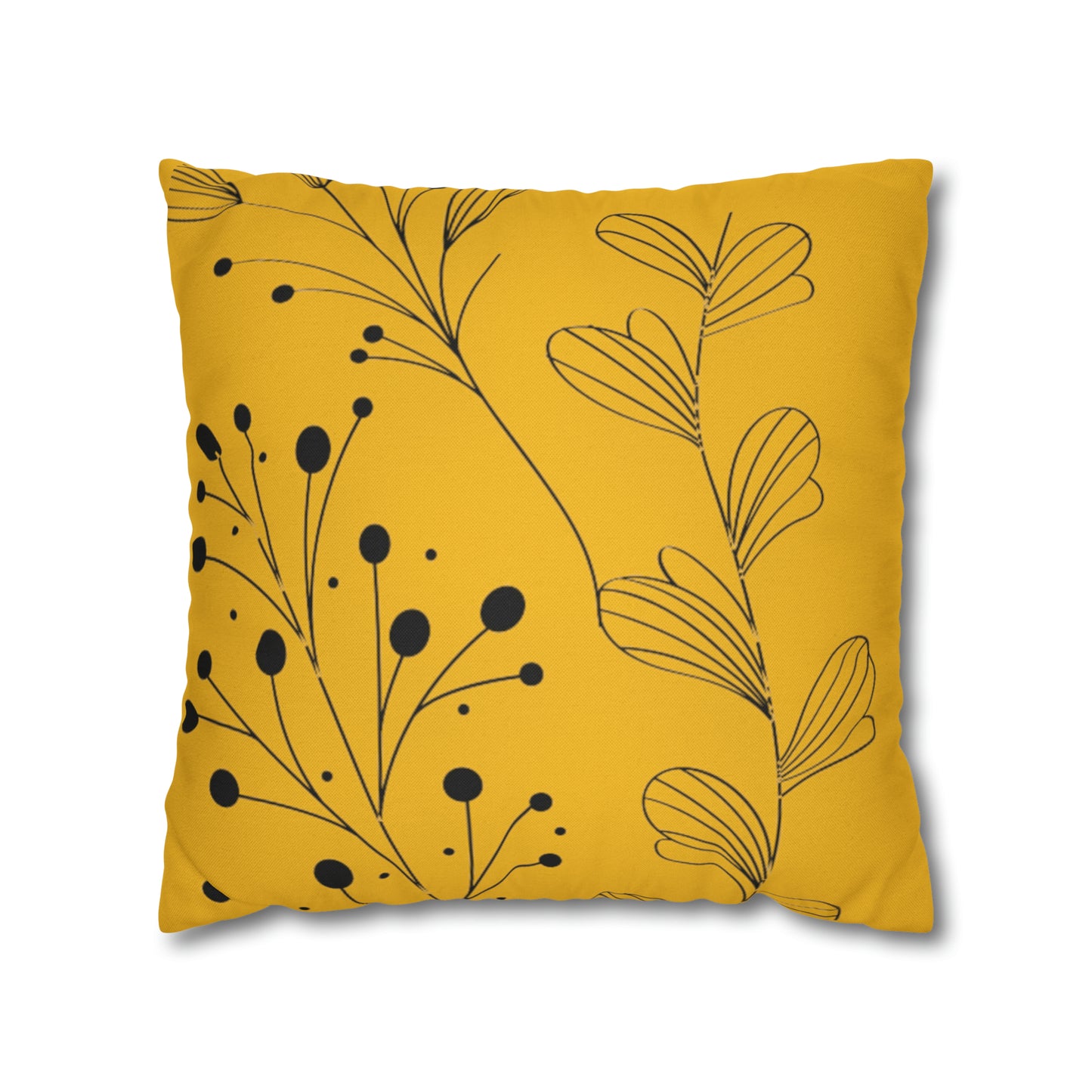 Yellow Spun Polyester Square Pillow Case