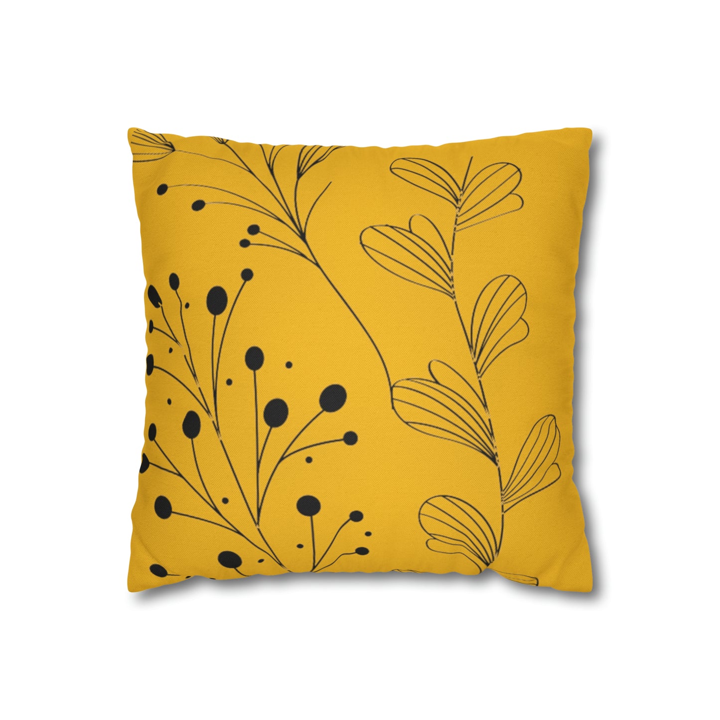 Yellow Spun Polyester Square Pillow Case