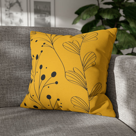 Yellow Spun Polyester Square Pillow Case