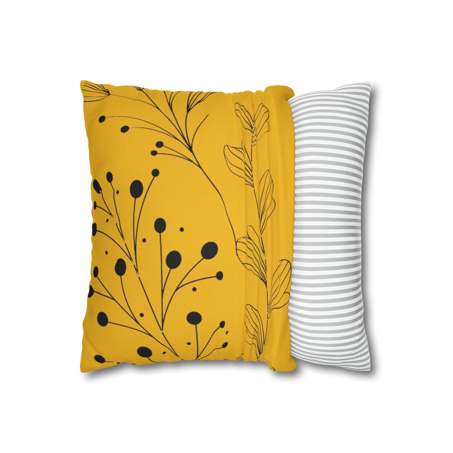 Yellow Spun Polyester Square Pillow Case