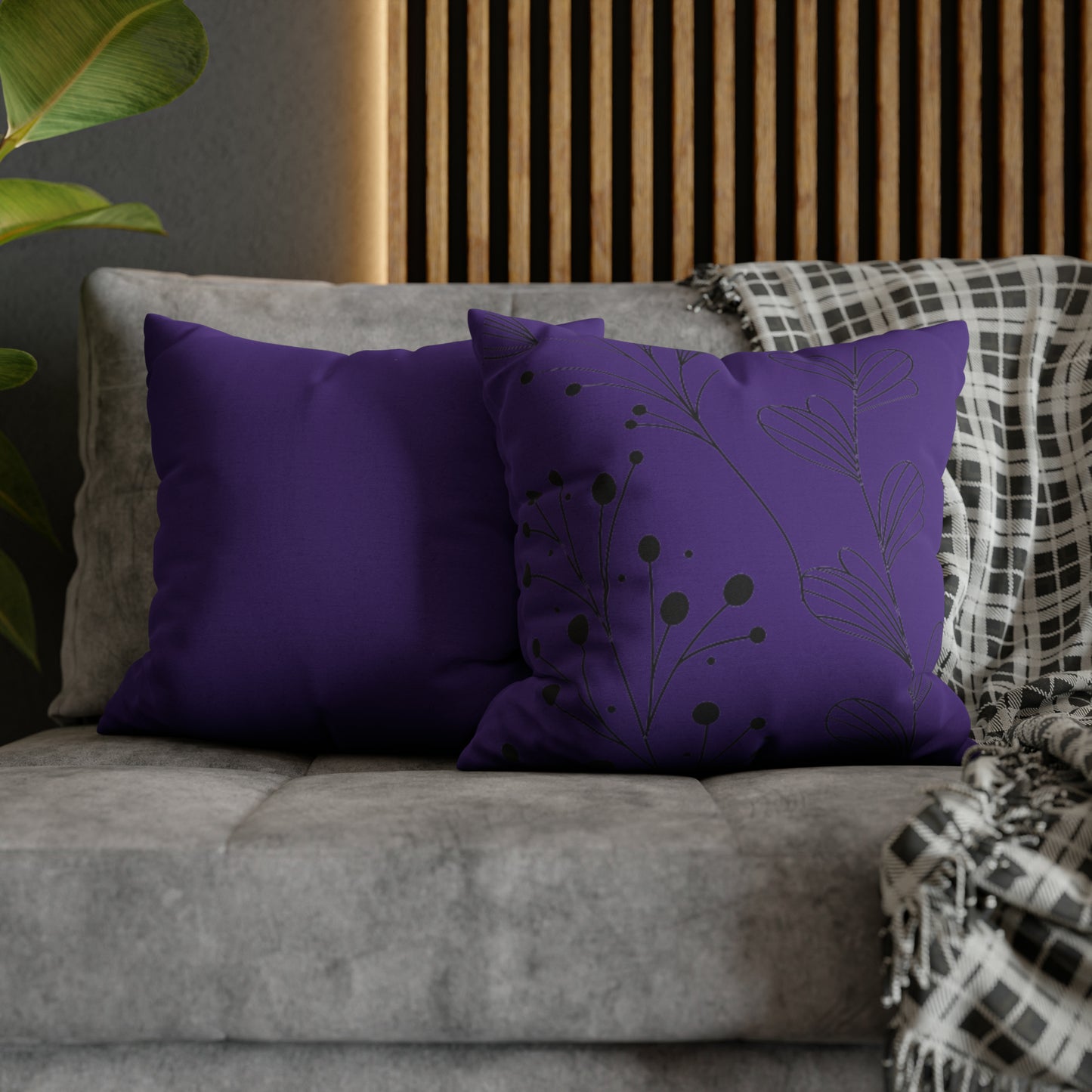 Purple Spun Polyester Square Pillow Case