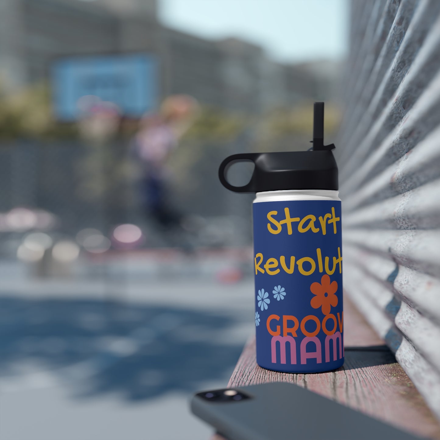 "Start a Revolution" Stainless Steel Water Bottle, Standard Lid