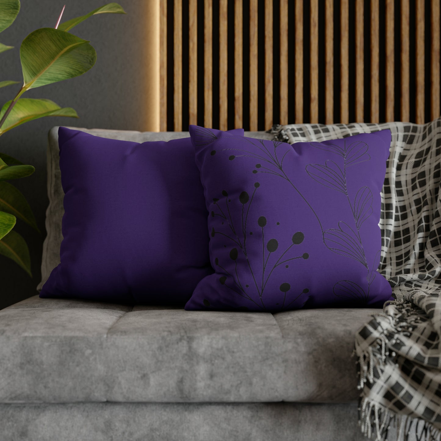 Purple Spun Polyester Square Pillow Case