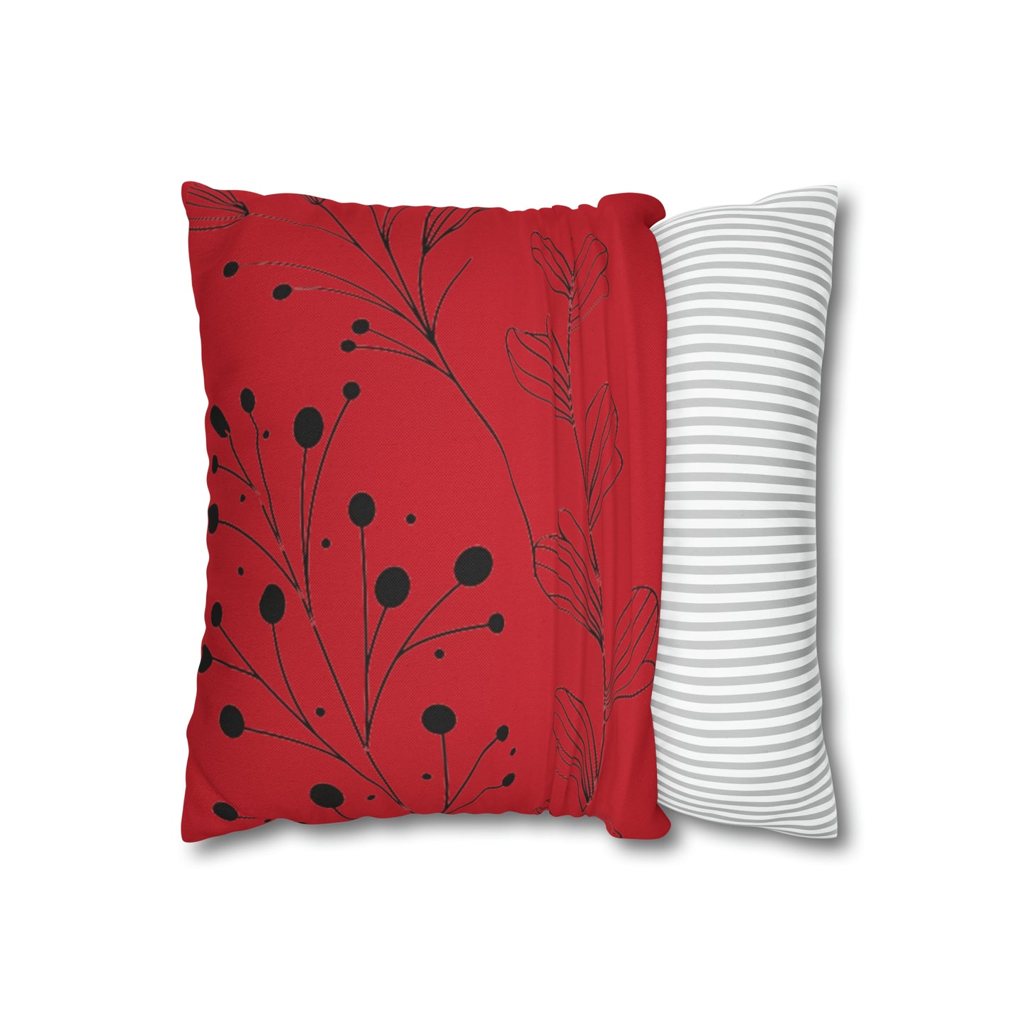 Red Spun Polyester Square Pillow Case