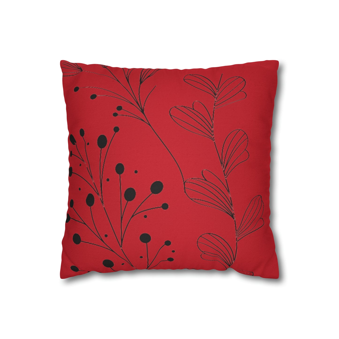 Red Spun Polyester Square Pillow Case