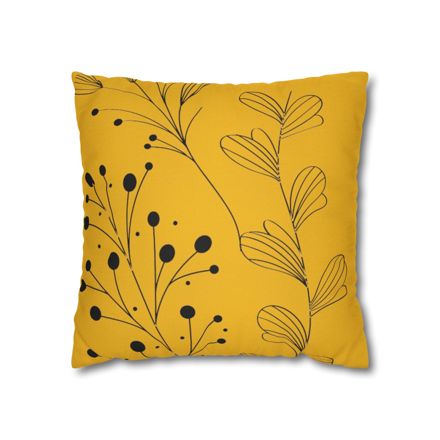 Yellow Spun Polyester Square Pillow Case